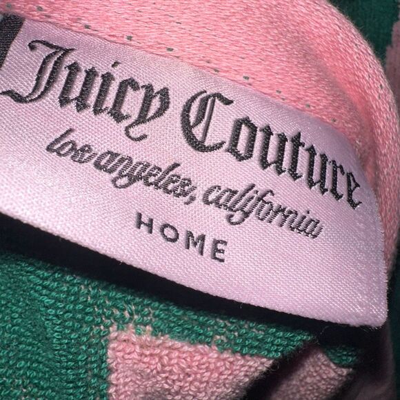 Juicy Couture 6FT Oversized Jacquard green & Pink Logo Beach Towel NWT - Picture 4 of 4